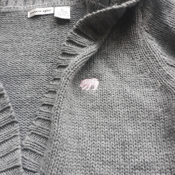 Gray Foldover Sailor Collar Sweater Pink Logo M - Picture 3 of 8